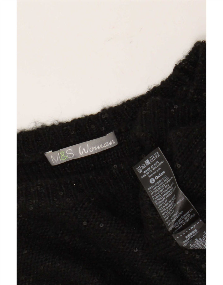 Marks & Spencer Pull surdimensionné à col bateau pour femme UK 14 Large Noir
