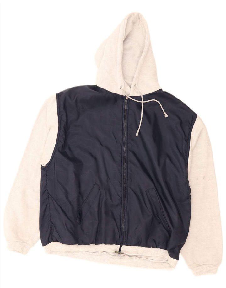 Vintage Homme Survêtement À Capuchon Top Veste Bleu Marine Moyen Colorblock