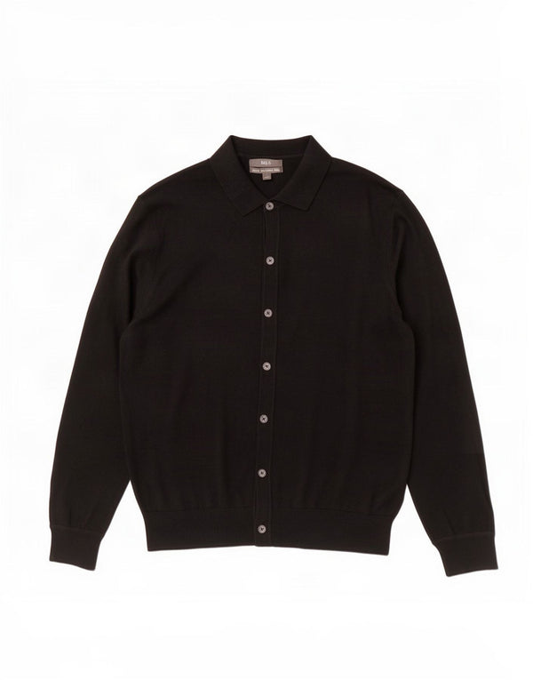 Marks & Spencer Cardigan pour homme en laine mérinos noire Taille L