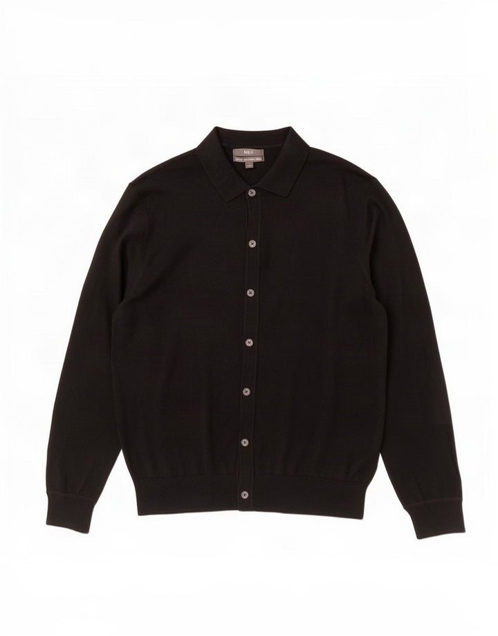 Marks & Spencer Cardigan pour homme en laine mérinos noire Taille L