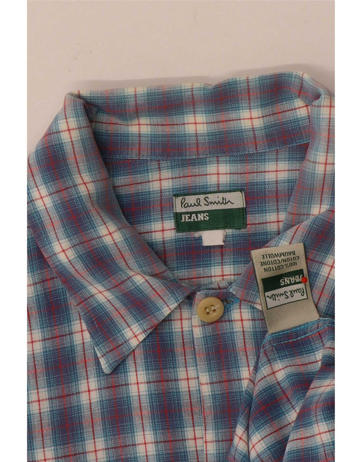 Paul Smith Chemise à manches courtes pour homme en coton à carreaux bleus