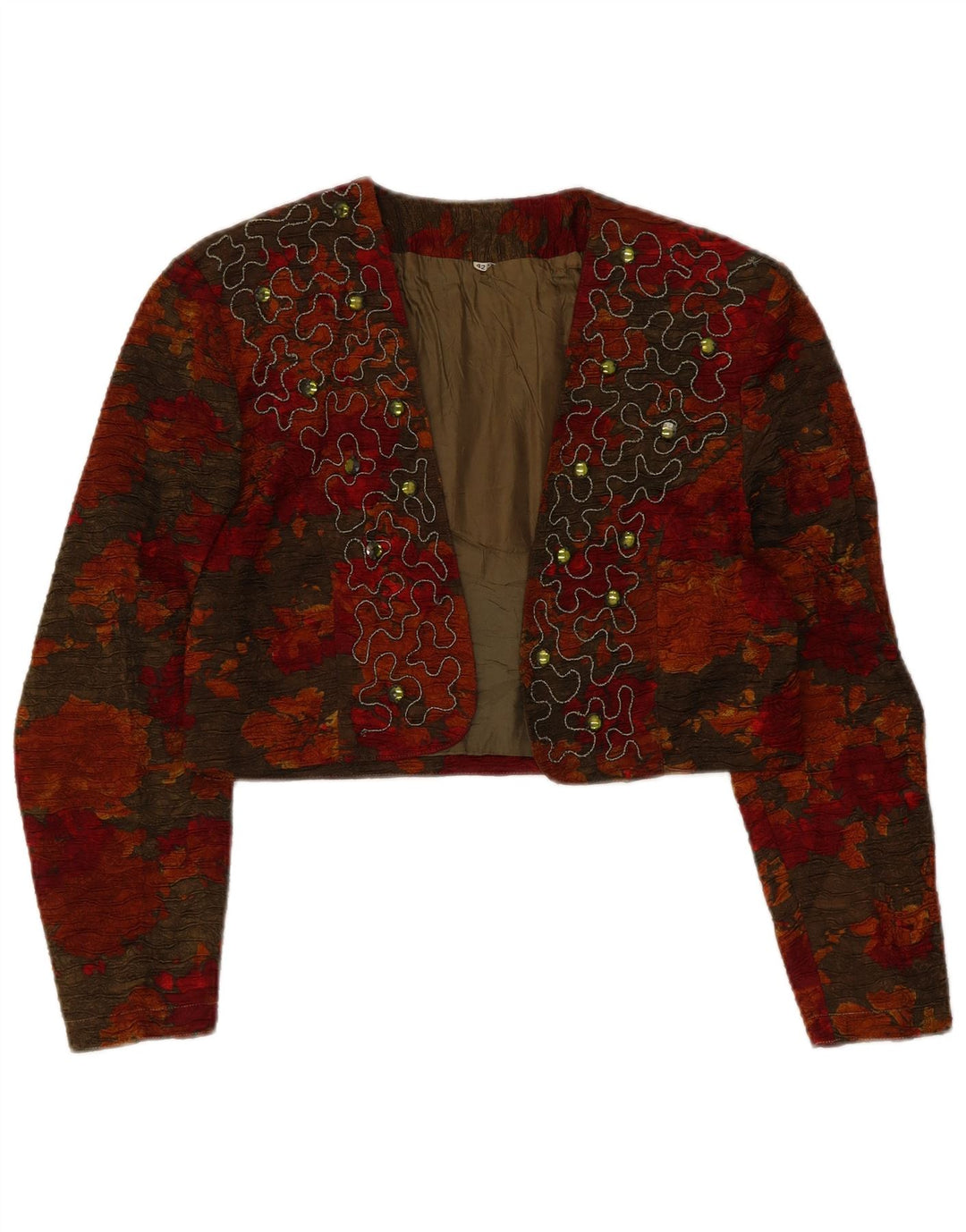 Veste Boléro Femme Vintage IT 42 Viscose Florale Multicolore Moyenne