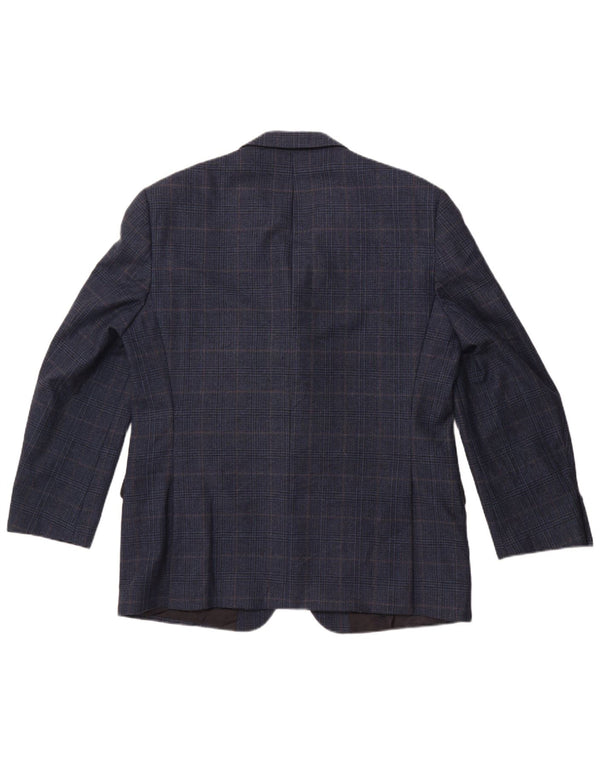 VALLE LESIA Veste Blazer 3 Boutons Homme IT 54 2XL Bleu Marine Pied-de-Poule