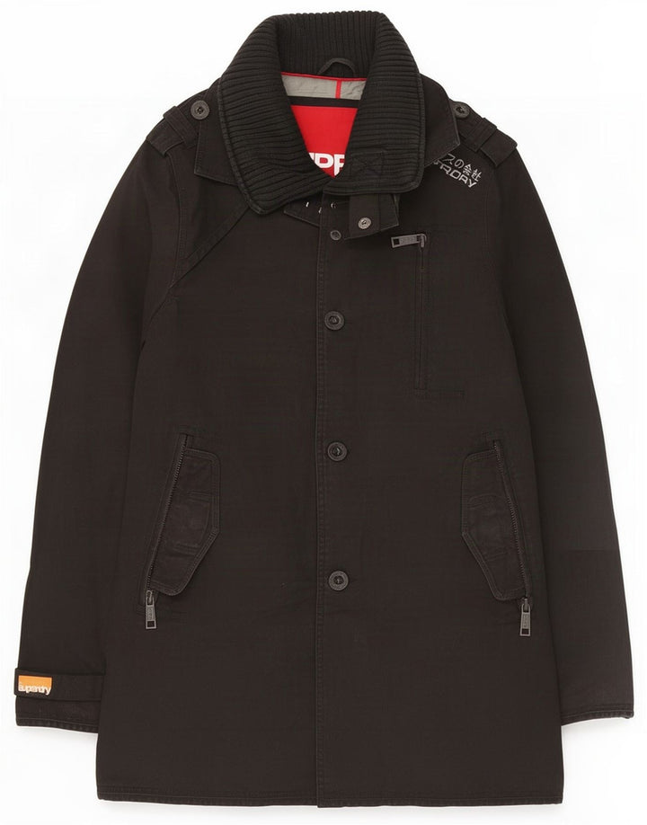 Superdry Trench Homme UK 38 Coton Noir Moyen