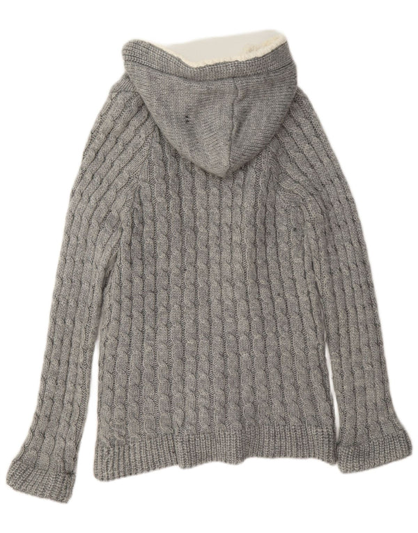 Zara Cardigan à capuche pour femme UK 14 Gris moyen Acrylique