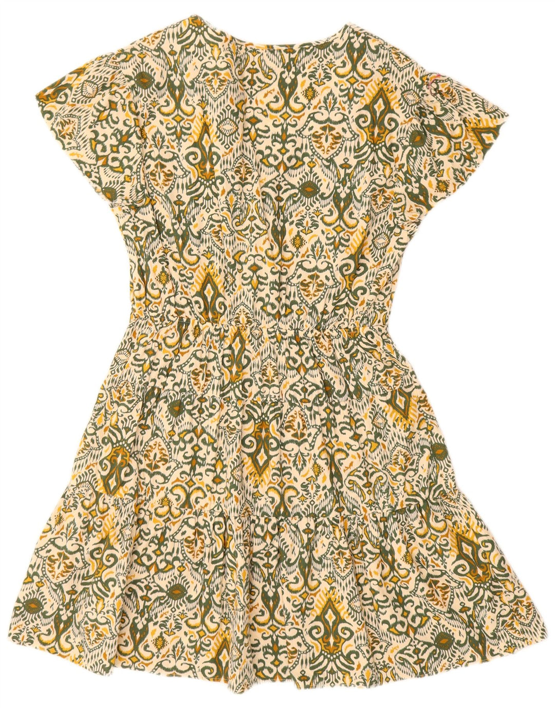 Marks & Spencer Robe trapèze régulière pour femme UK 12 en coton Ikat vert moyen