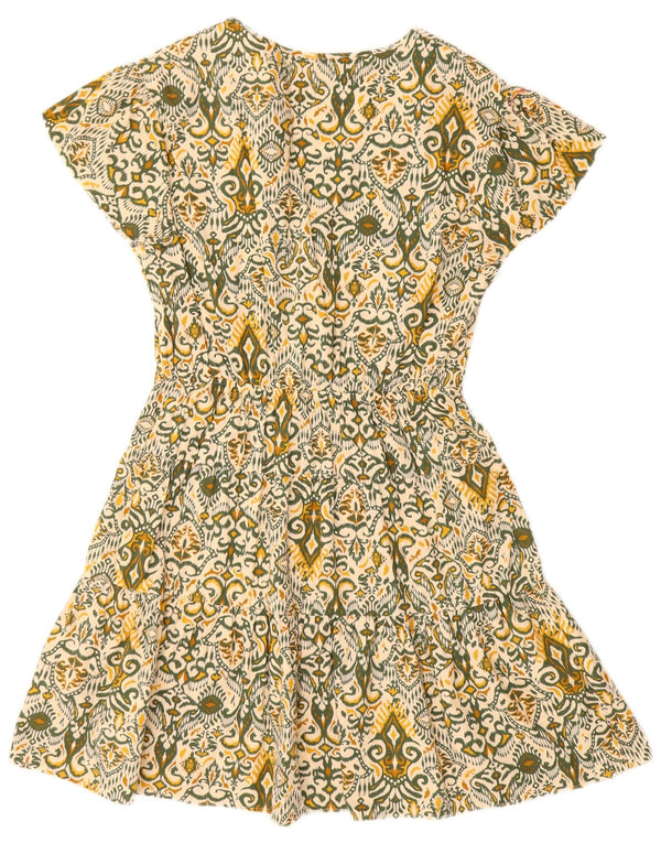 Marks & Spencer Robe trapèze régulière pour femme UK 12 en coton Ikat vert moyen