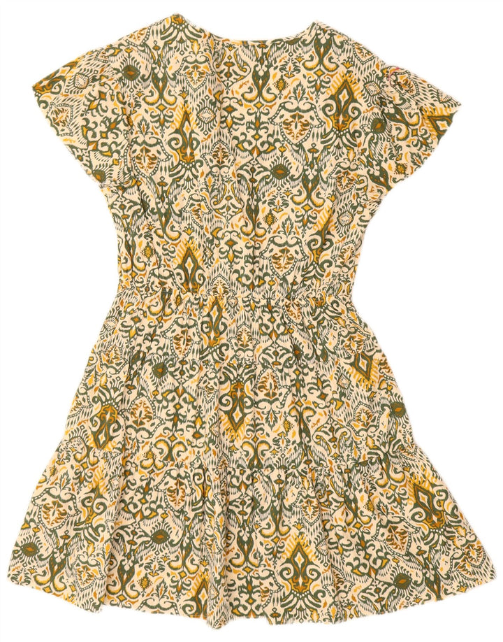 Marks & Spencer Robe trapèze régulière pour femme UK 12 en coton Ikat vert moyen