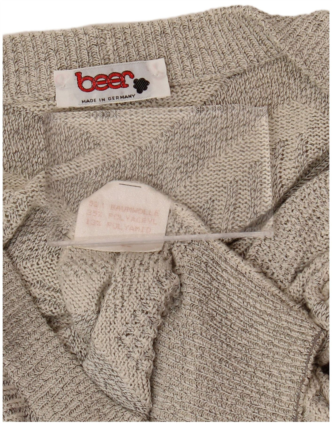 VINTAGE Homme Cardigan Pull Grand Gris Géométrique Coton