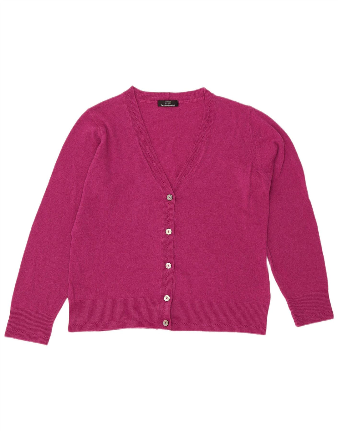 Marks & Spencer Pull Cardigan pour Femme UK 14 Grande Laine Rose