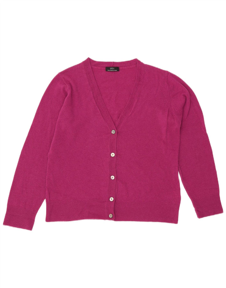 Marks & Spencer Pull Cardigan pour Femme UK 14 Grande Laine Rose