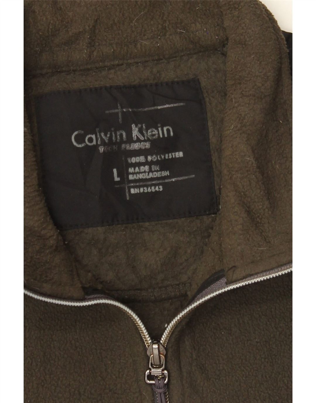 Calvin Klein Veste polaire pour homme UK 40 Large Kaki Colourblock Polyester