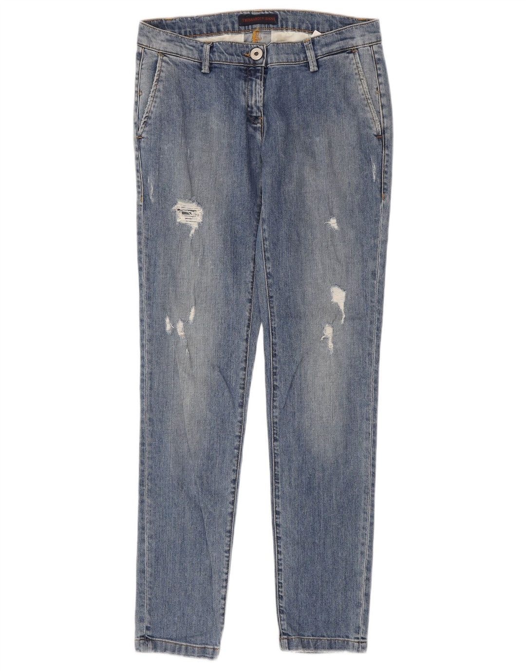 Trussardi Femme Jean Slim Effet Déchiré W26 L31 Bleu Polyester