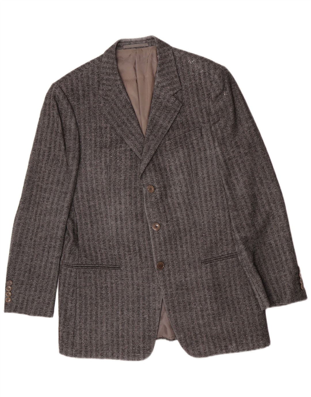 Armani Collezioni Veste Blazer 3 Boutons Homme IT 52 XL Gris Chevrons