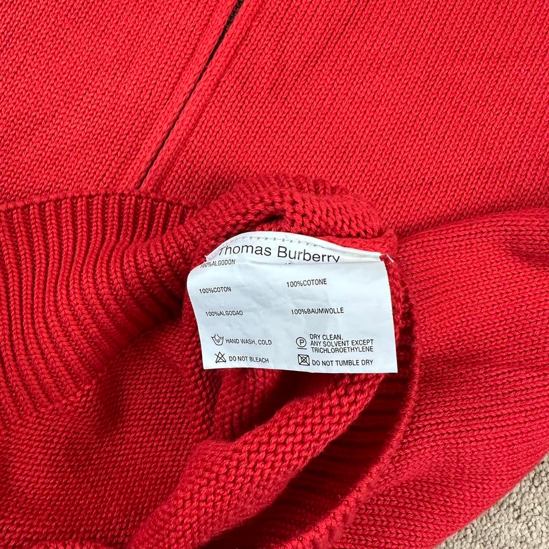 vintage Thomas Burberry zippé pull en tricot - XL