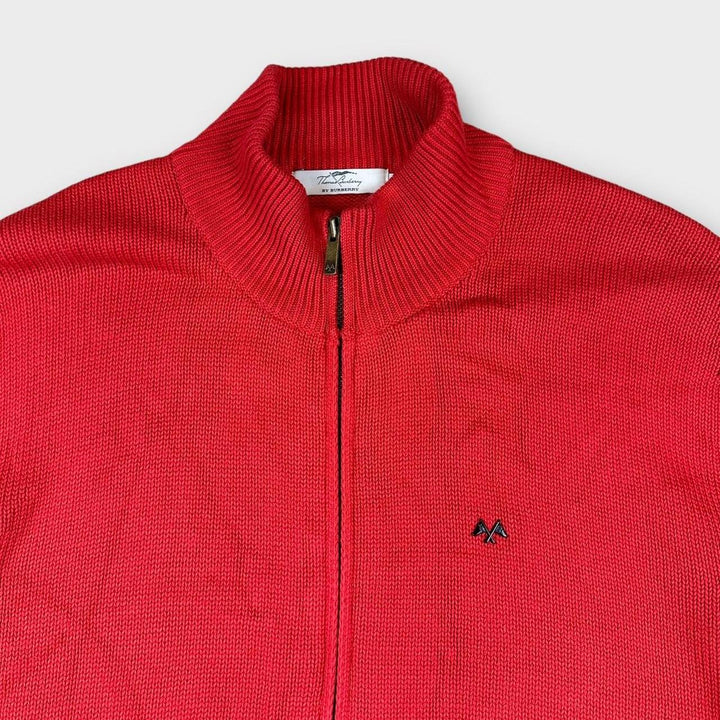 vintage Thomas Burberry zippé pull en tricot - XL