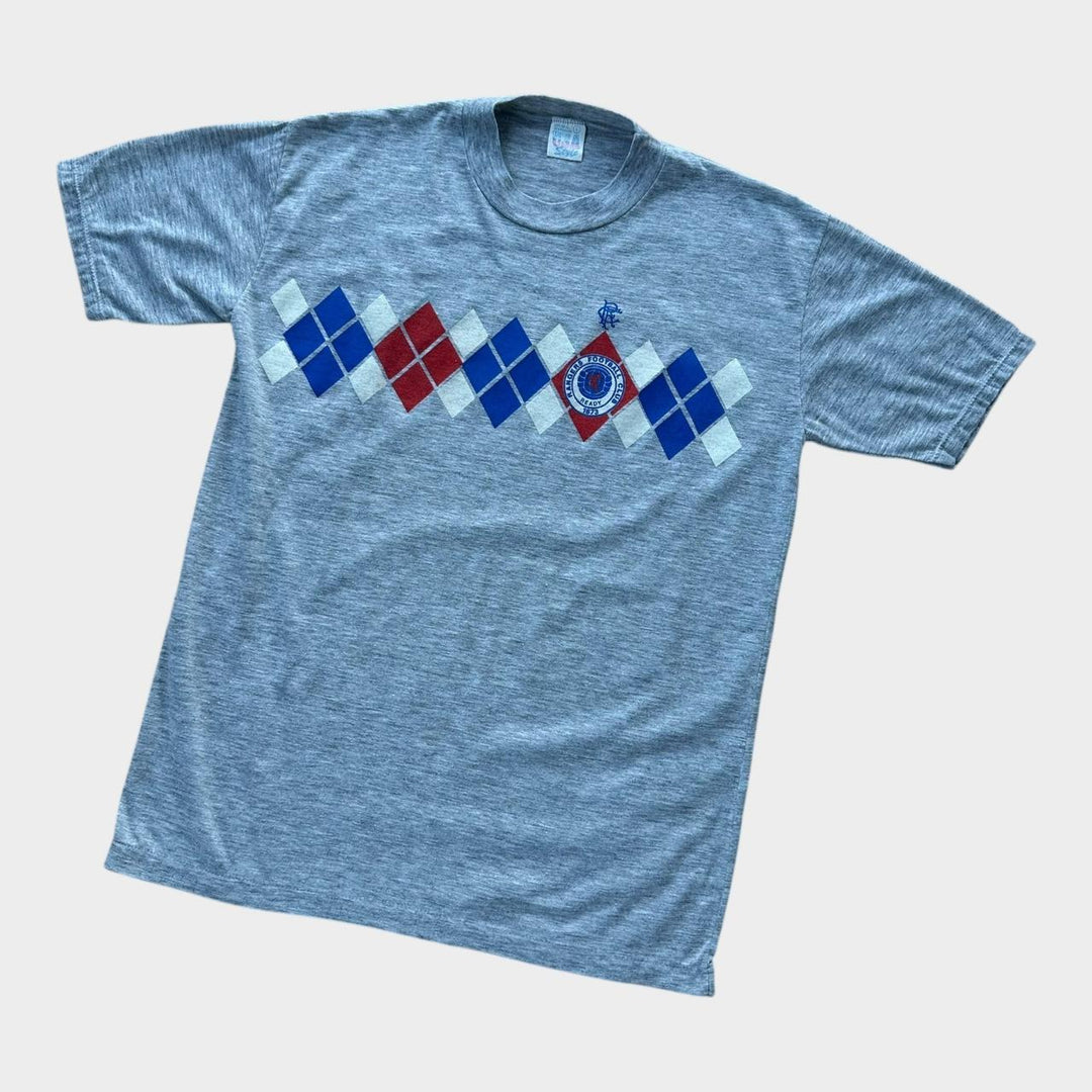 tee-shirt graphique de football des Rangers vintage des années 80 - grand (s’adapte comme un médium)