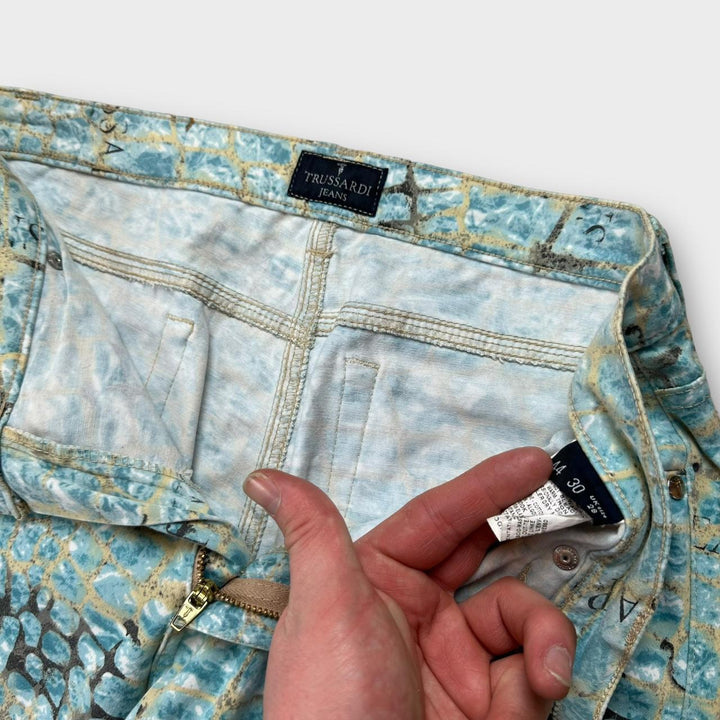 Pantalon vintage Trussardi imprimé crocodile