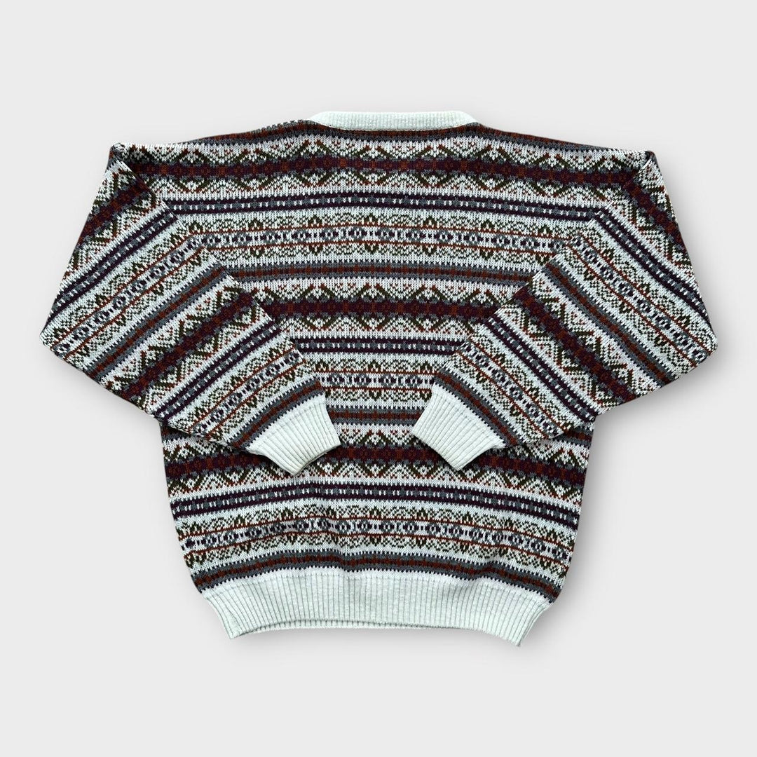 pull en tricot à motifs vintage des années 90- XL