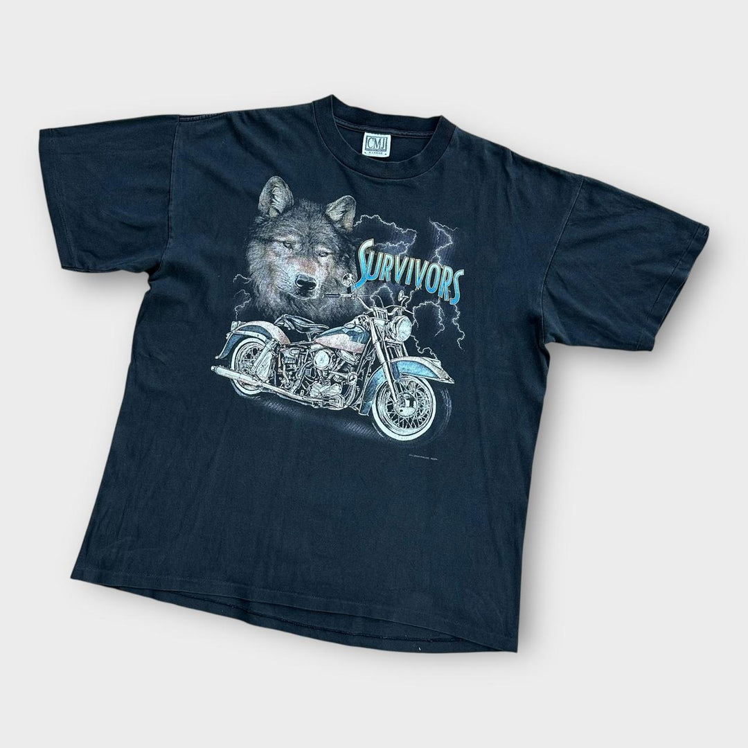 tee-shirt graphique biker à point unique vintage - XL