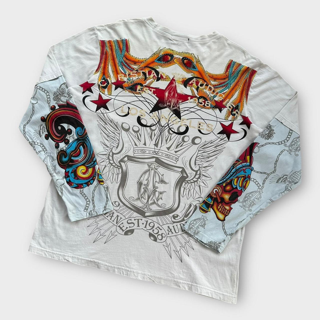 Christian Audigier Ed Hardy tee-shirt à manches longues - moyen (s'adapte comme un XL)