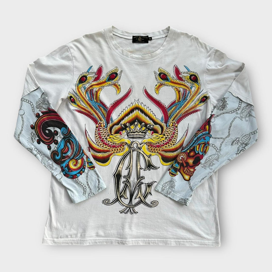 Christian Audigier Ed Hardy tee-shirt à manches longues - moyen (s'adapte comme un XL)