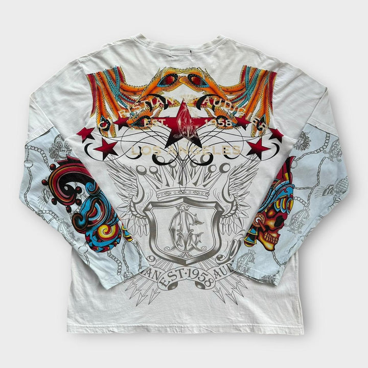 Christian Audigier Ed Hardy tee-shirt à manches longues - moyen (s'adapte comme un XL)