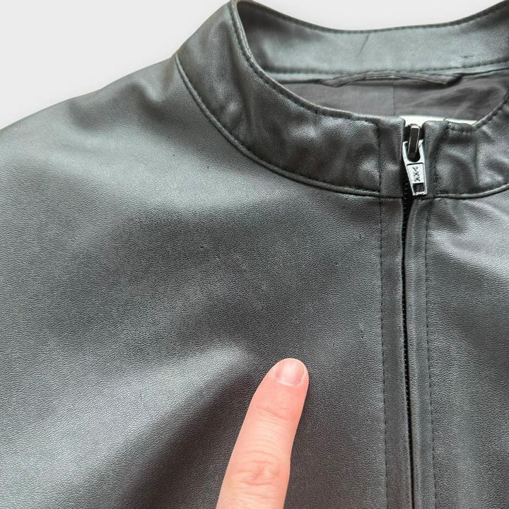 veste en cuir femme vintage Y2K - UK12