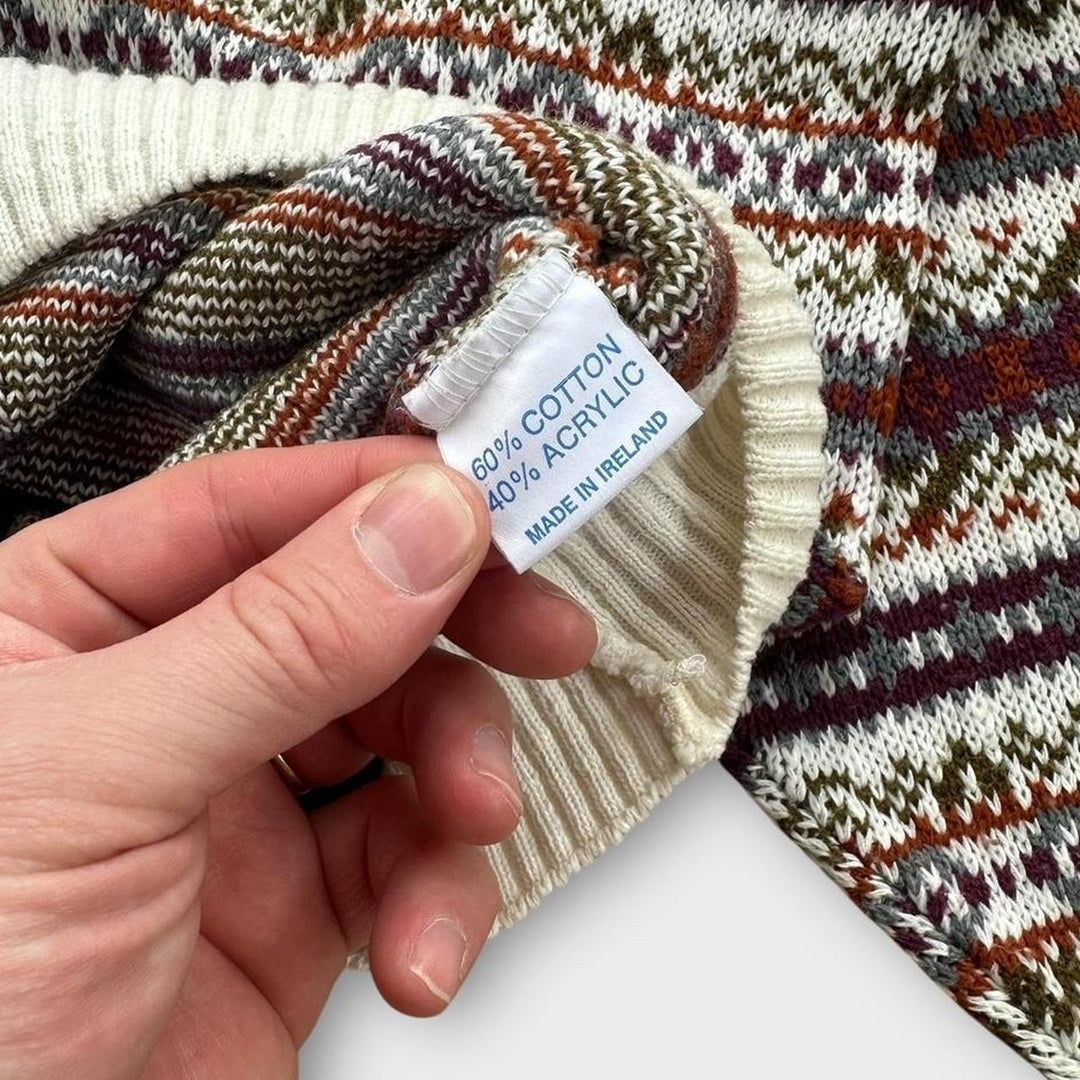 pull en tricot à motifs vintage des années 90- XL