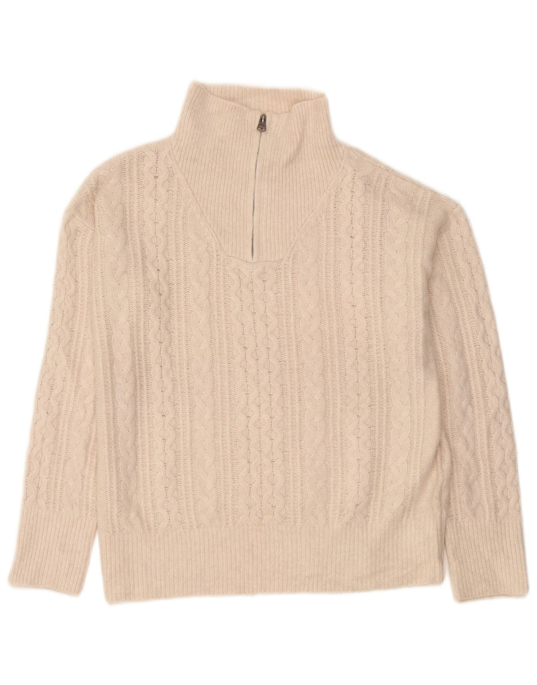 Fat Face Pull surdimensionné à col zippé pour femme UK 12 Medium Off White