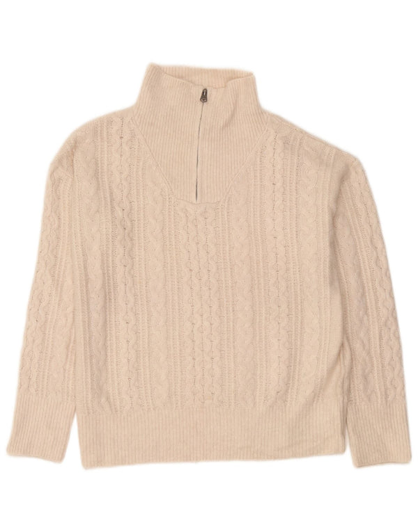 Fat Face Pull surdimensionné à col zippé pour femme UK 12 Medium Off White
