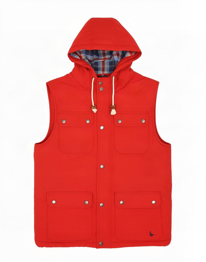 Jack Wills Gilet utilitaire à capuche pour homme UK 36 Petit Rouge