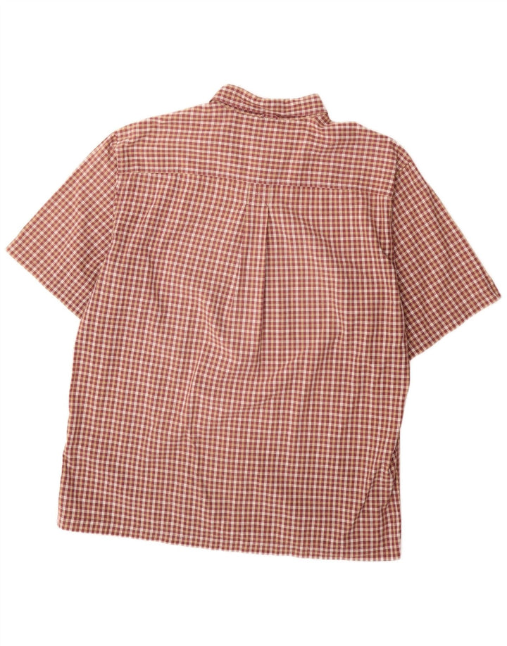 TIMBERLAND Chemise à manches courtes pour homme XL en coton à carreaux bordeaux