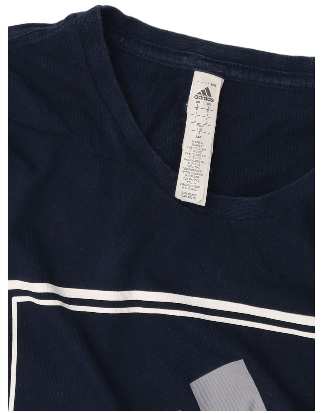 ADIDAS T-shirt graphique pour hommes, grand, en coton bleu marine