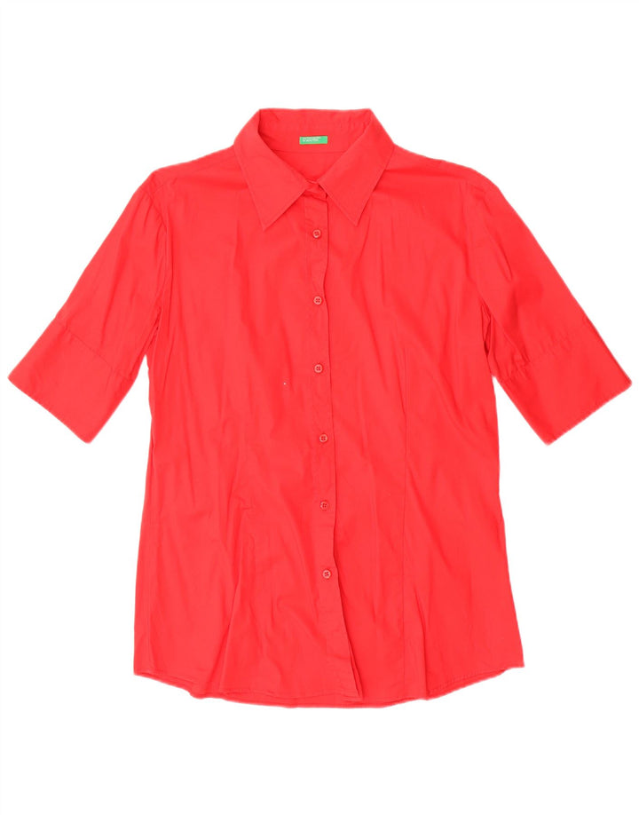 Benetton Chemise à manches courtes pour femme UK 16 Large Rouge