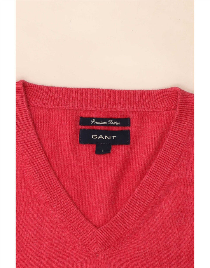 Gant Homme Col V Pull Pull Large Rose Coton