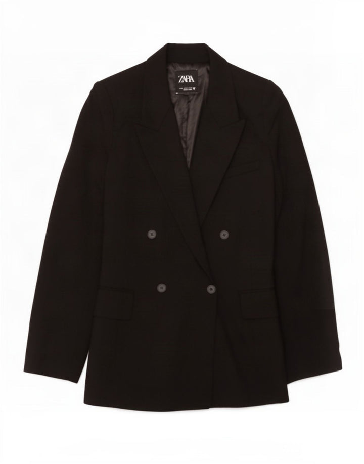 Zara Veste blazer double boutonnage pour femme UK 12 Noir moyen