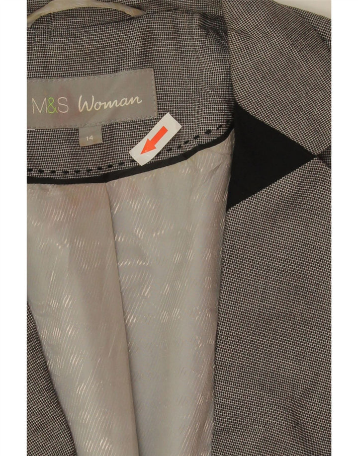 Marks & Spencer Veste blazer courte pour femme UK 14 Large Gris Colorblock
