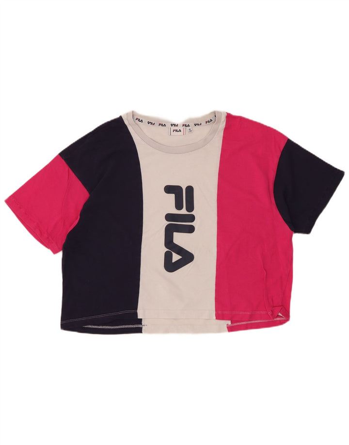 FILA Femme T-Shirt Graphique Top IT 42 Medium Multicolore Colourblock