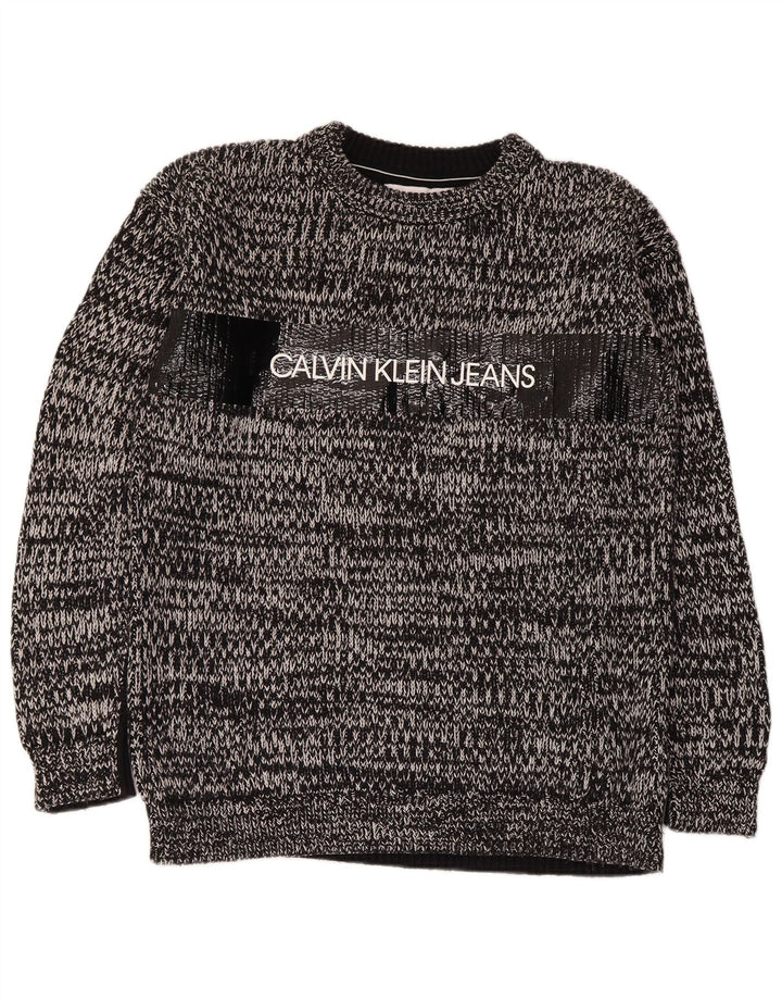 Calvin Klein Jeans Pull Ras du Cou Homme Gris Moyen Moucheté