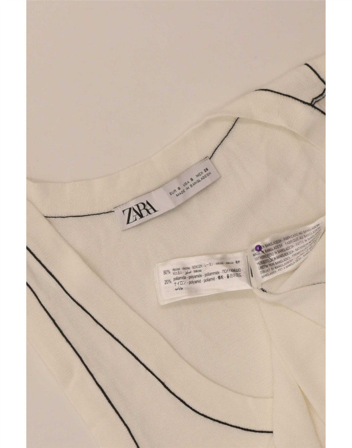 Zara Femme Débardeur UK 8 Small Viscose Blanc Cassé