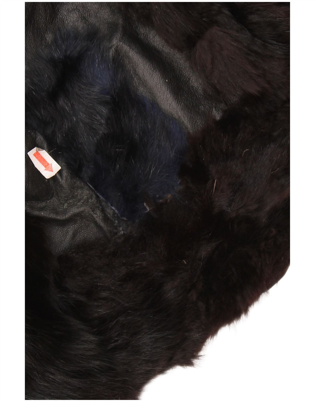 Veste en cuir de fourrure femme vintage UK 14 Noir Moyen