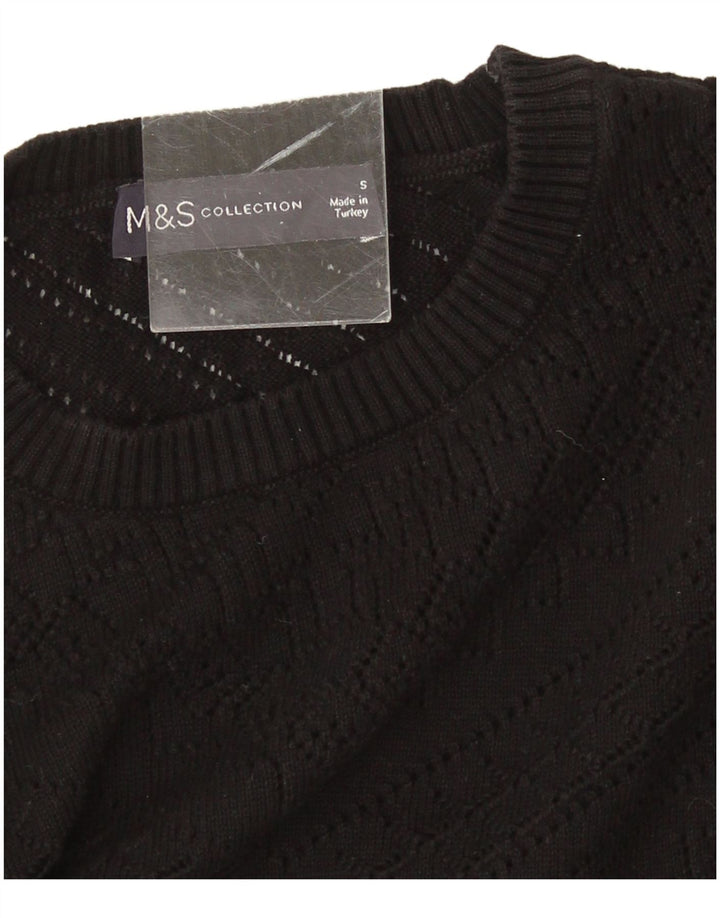 Marks & Spencer Pull ras du cou pour femme UK 10 Petit Noir Géométrique