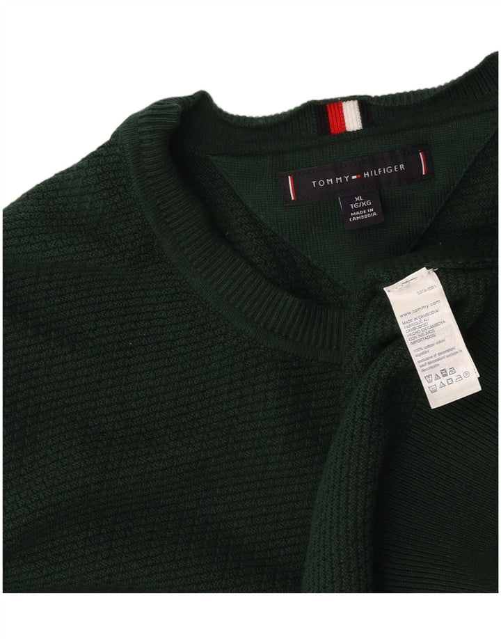 TOMMY HILFIGER Pull col rond homme XL vert coton
