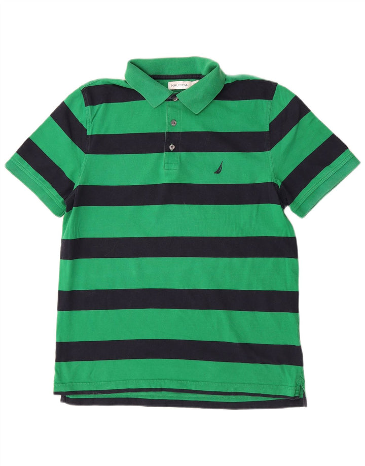 Nautica Polo Homme Coton Rayé Vert Moyen