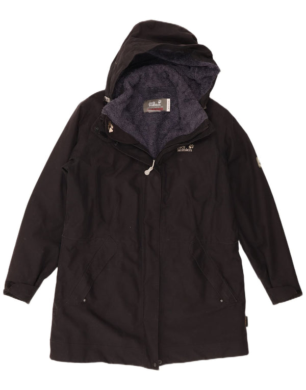 Jack Wolfskin Veste parka surdimensionnée à capuche Sherpa pour femme UK 18 XL Noir