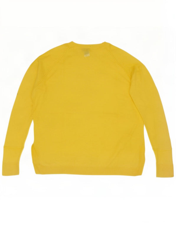 Topshop Pull surdimensionné à col rond pour femme UK 8 Small Jaune Viscose