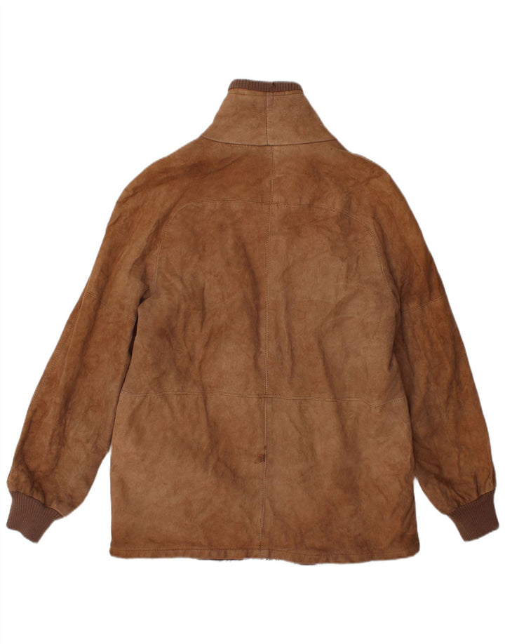 veste en peau de mouton homme vintage UK 38 Cuir brun moyen