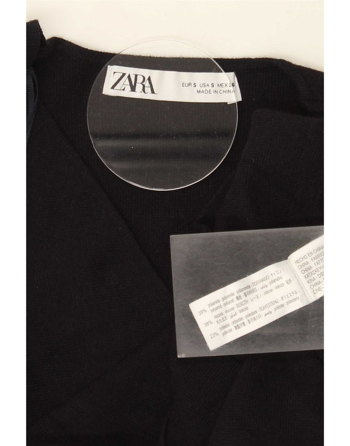Zara Femme Cardigan Pull UK 10 Petit Noir Polyamide