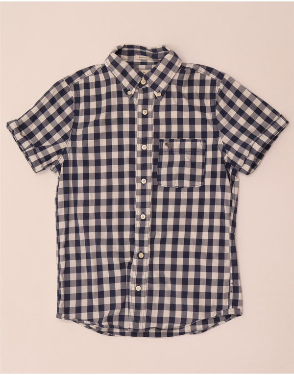 Abercrombie & Fitch Chemise à manches courtes musculaire pour homme Petit vichy bleu
